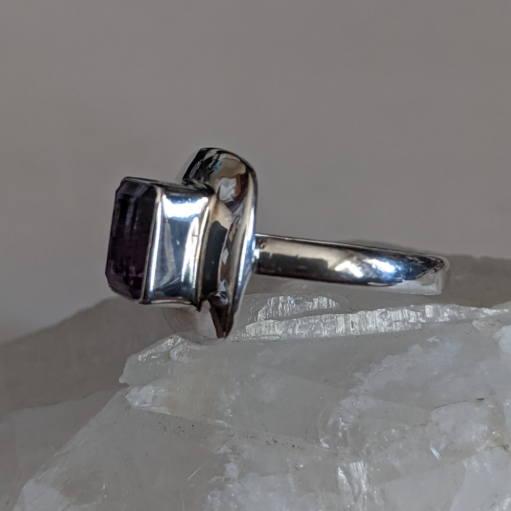 Natural Purple Amethyst, 925 Silver Ring, size 9 - Picture 4 of 9